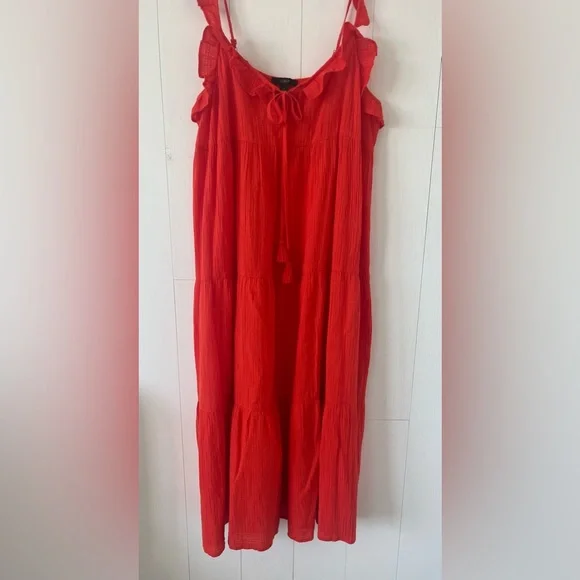 J. Crew Orange Tiered Ruffled Beach Maxi Dress Size Small - Picture 5 of 16